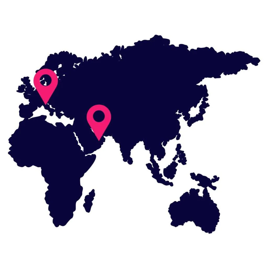 Mappa con le sedi in Italia e a Dubai